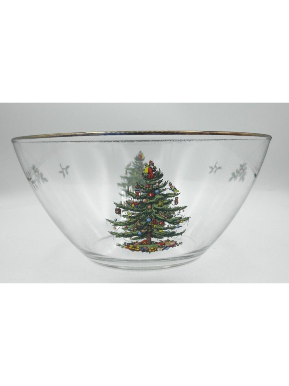 Christmas Tree by Spode Large Glass Salad Bowl 9 Inch Pattern: SP CHT - Picture 3 of 8